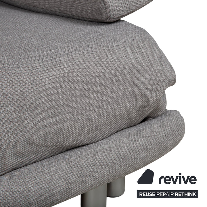 Ligne Roset Multy Stoff Dreisitzer Grau Sofa Couch manuelle Funktion Neubezug mit Armlehnen VIVO 601