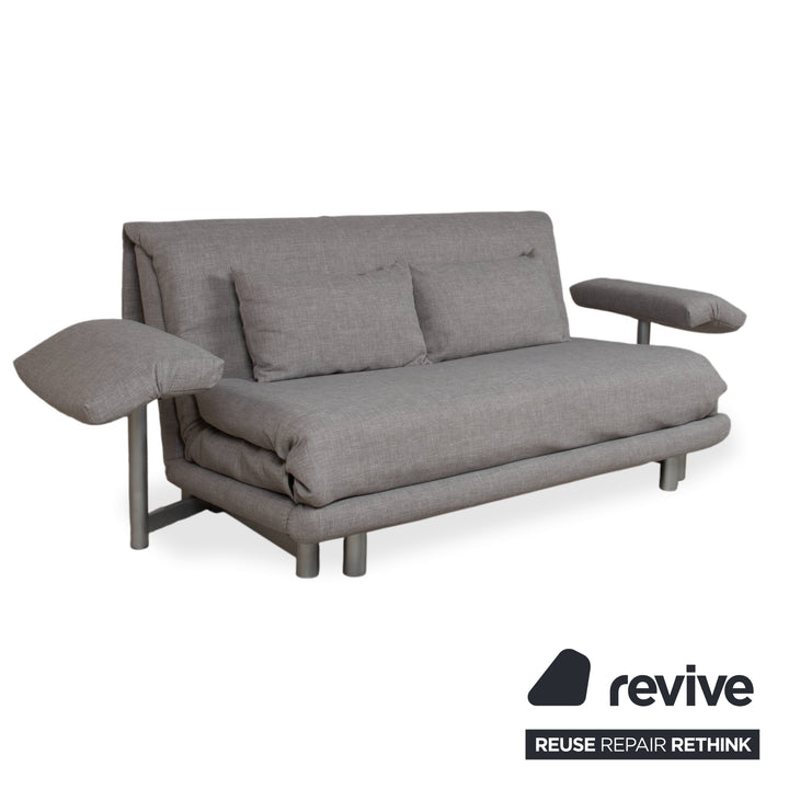 Ligne Roset Multy Stoff Dreisitzer Grau Sofa Couch manuelle Funktion Neubezug mit Armlehnen VIVO 601