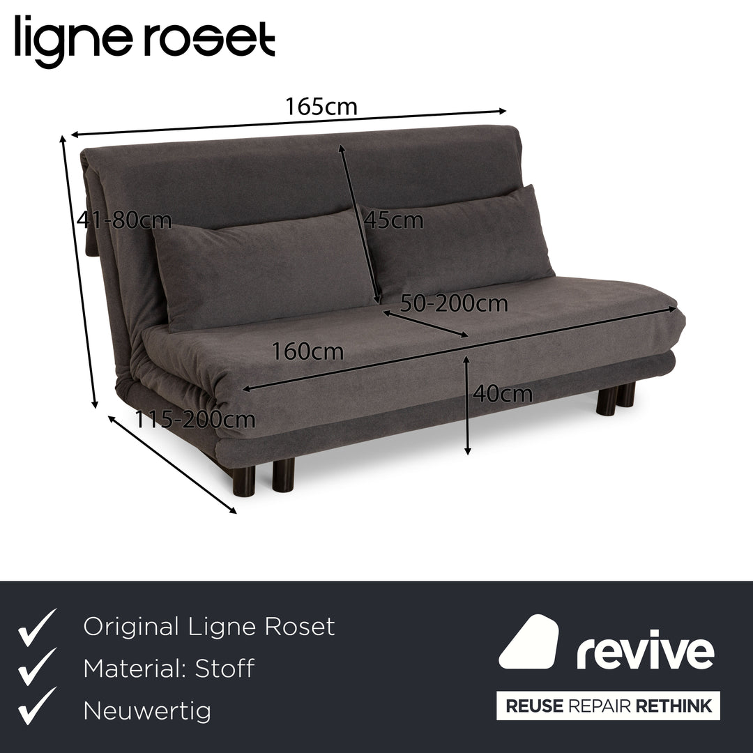 ligne roset Multy Stoff Dreisitzer Grau Sofa Couch Schlafsofa Neubezug manuelle Funktion