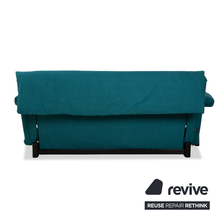 Ligne Roset Multy Stoff Dreisitzer Grün Blau Petrol Schlaffunktion Neubezug Armlehnen