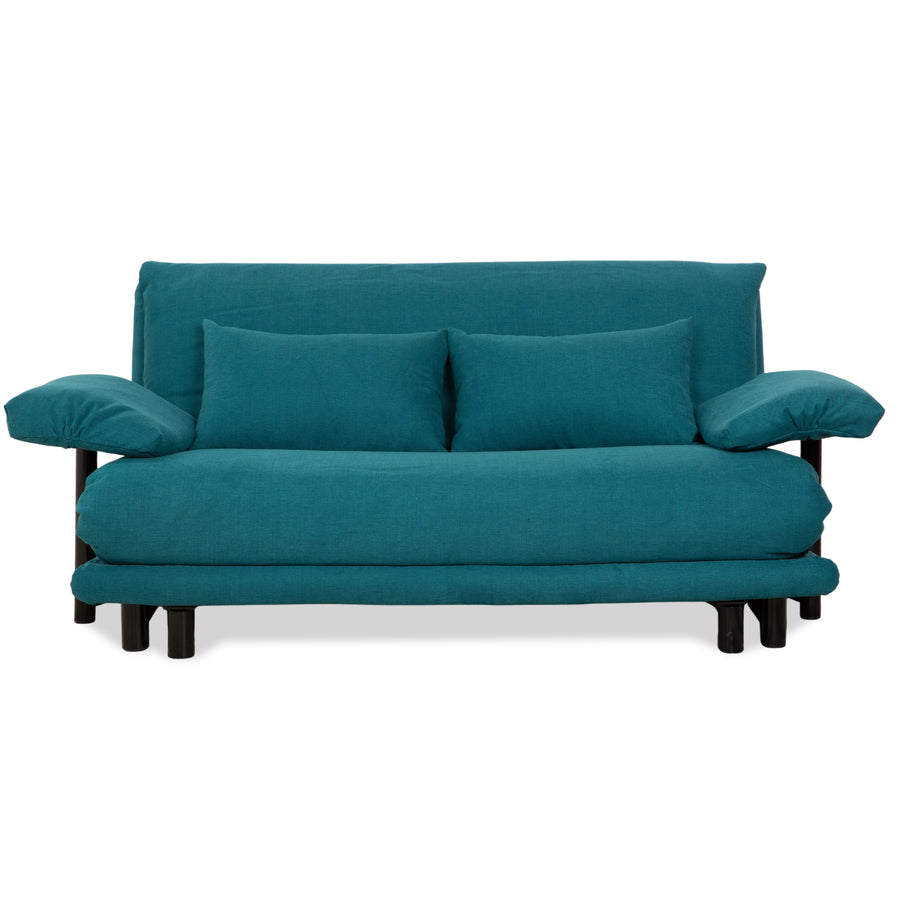 Ligne Roset Multy Stoff Dreisitzer Grün Blau Petrol Schlaffunktion Neubezug Armlehnen