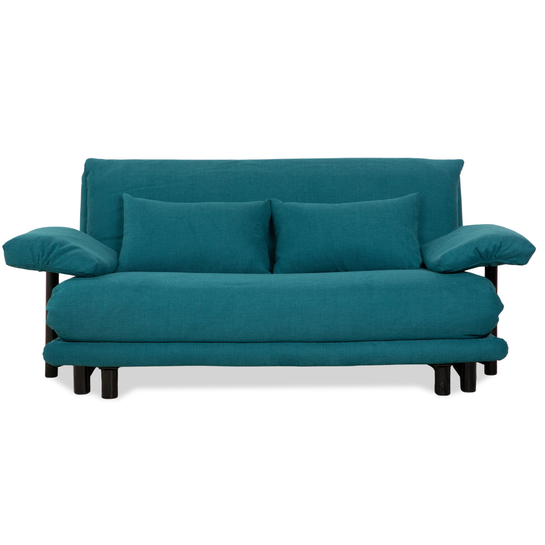 Ligne Roset Multy Stoff Dreisitzer Grün Blau Petrol Schlaffunktion Neubezug Armlehnen