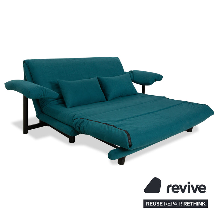 Ligne Roset Multy Stoff Dreisitzer Grün Blau Petrol Schlaffunktion Neubezug Armlehnen