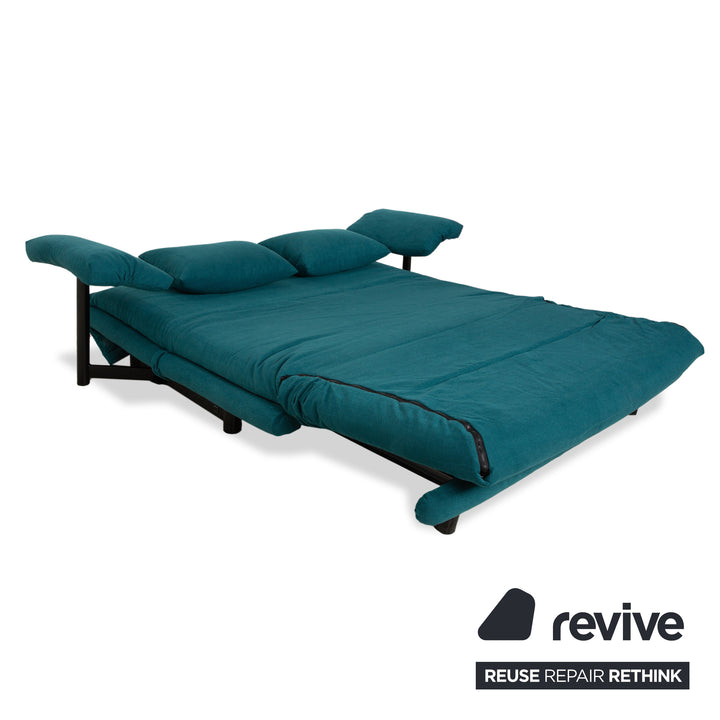 Ligne Roset Multy Stoff Dreisitzer Grün Blau Petrol Schlaffunktion Neubezug Armlehnen
