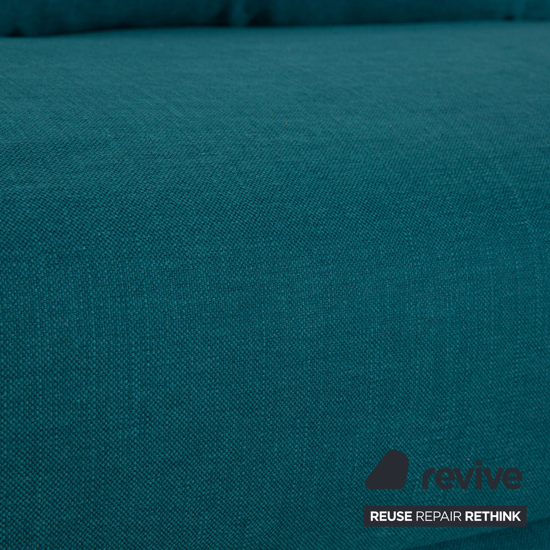 Ligne Roset Multy Stoff Dreisitzer Grün Blau Petrol Schlaffunktion Neubezug Armlehnen