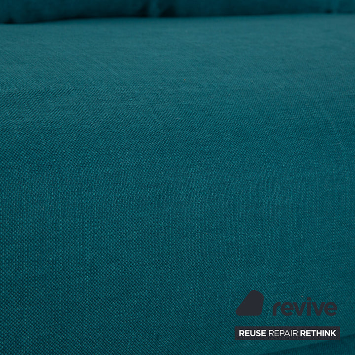 Ligne Roset Multy Stoff Dreisitzer Grün Blau Petrol Schlaffunktion Neubezug Armlehnen