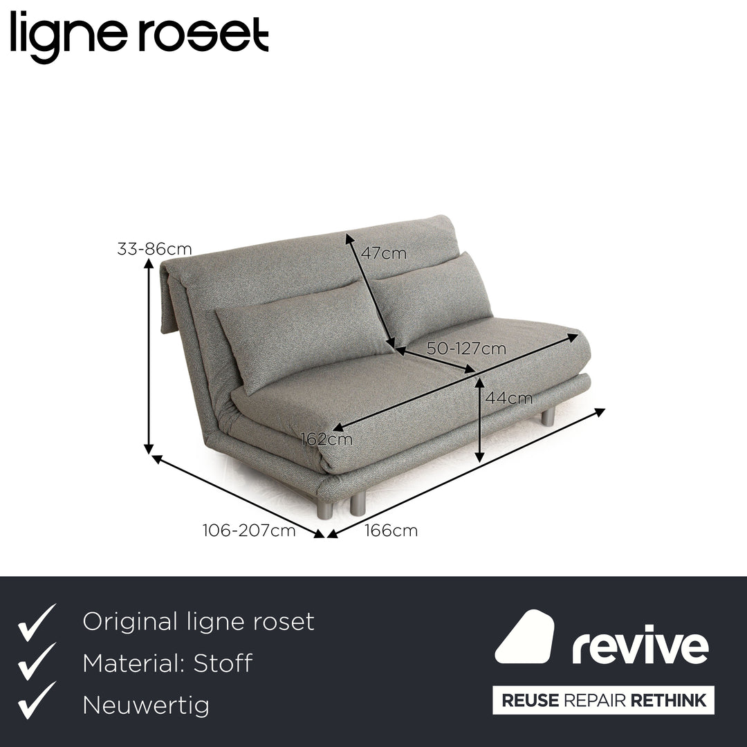 Ligne Roset Multy fabric three-seater grey mottled manual function sofa bed (GLOW 502 Q2 by Rohleder)