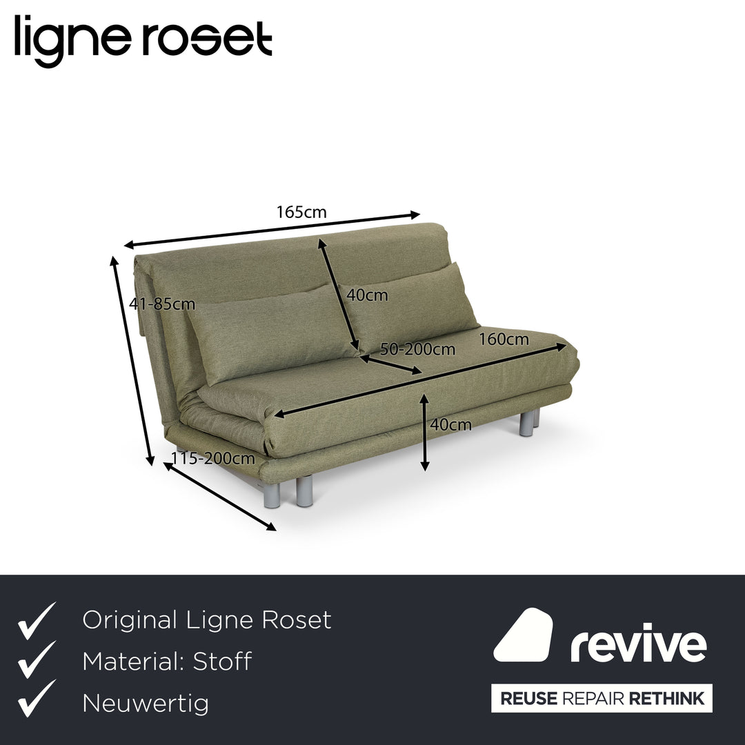 Divano letto a tre posti Ligne Roset Multy in tessuto verde con funzione manuale