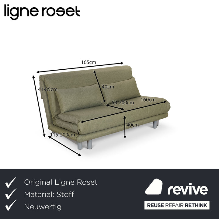 Divano letto a tre posti Ligne Roset Multy in tessuto verde con funzione manuale