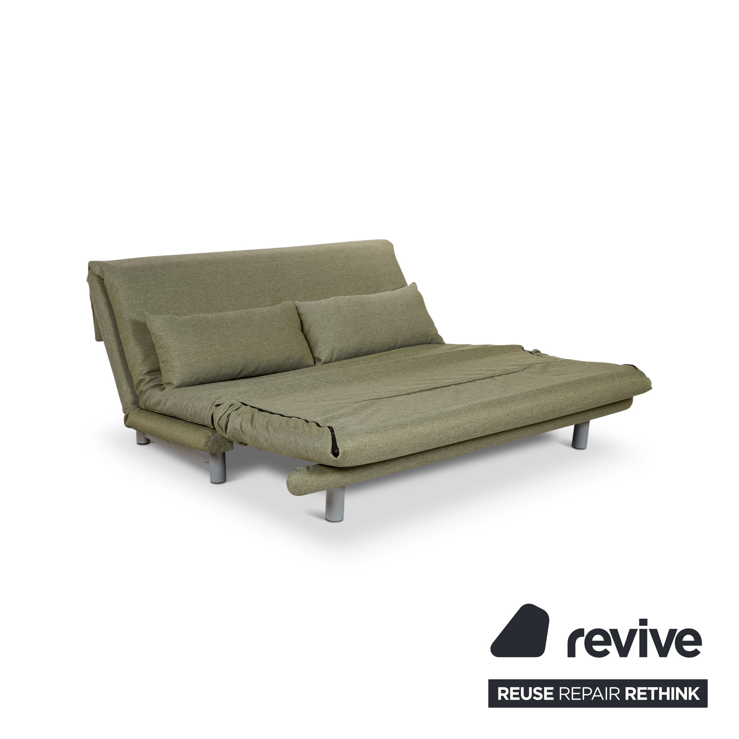 Ligne Roset Multy Fabric Three Seater Green Manual Function Sofa Bed