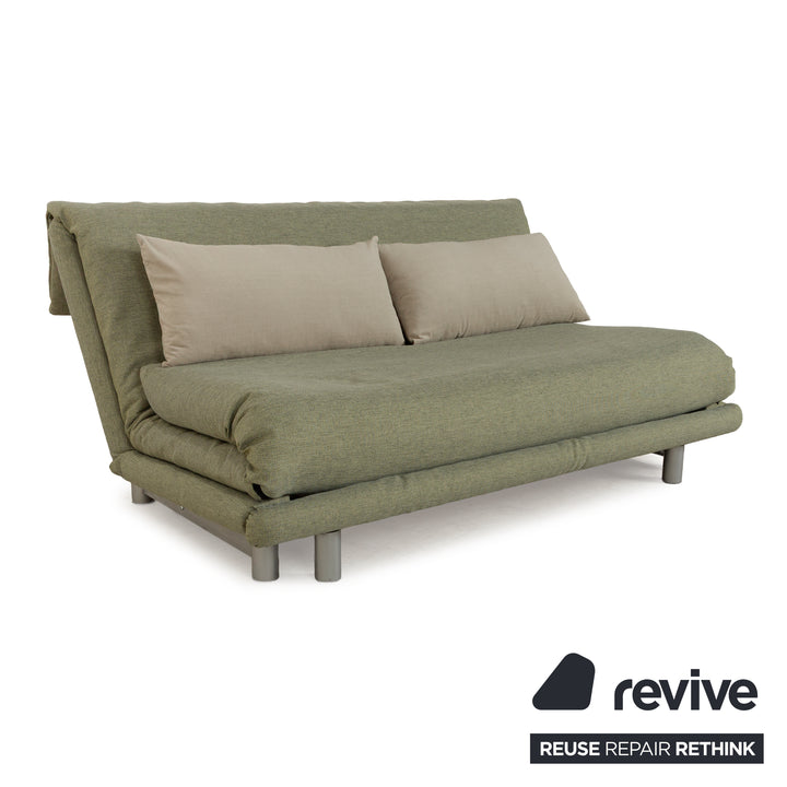 Canapé-lit trois places à fonction manuelle en tissu Ligne Roset Multy vert, rembourrage