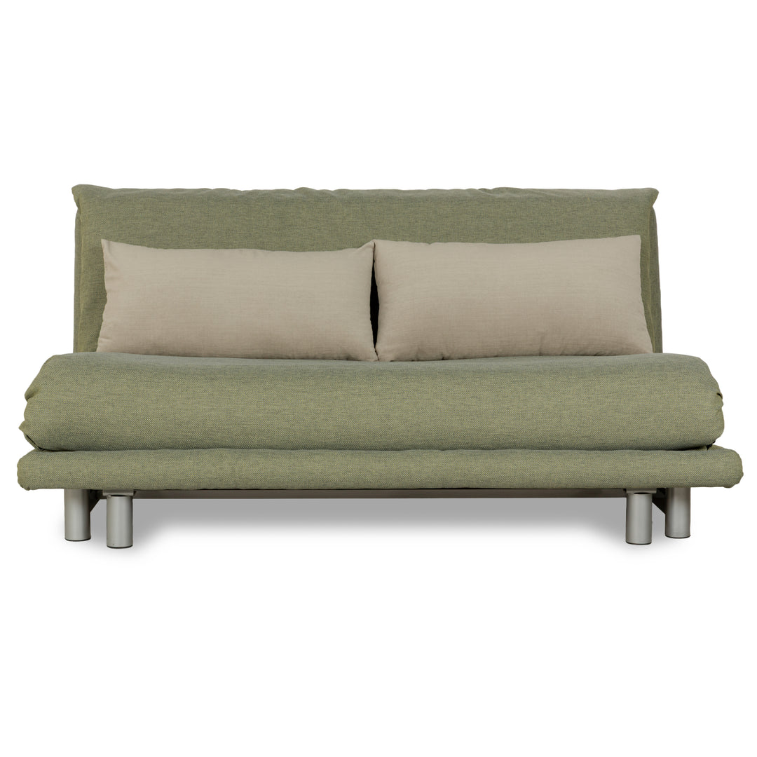 Canapé-lit trois places à fonction manuelle en tissu Ligne Roset Multy vert, rembourrage
