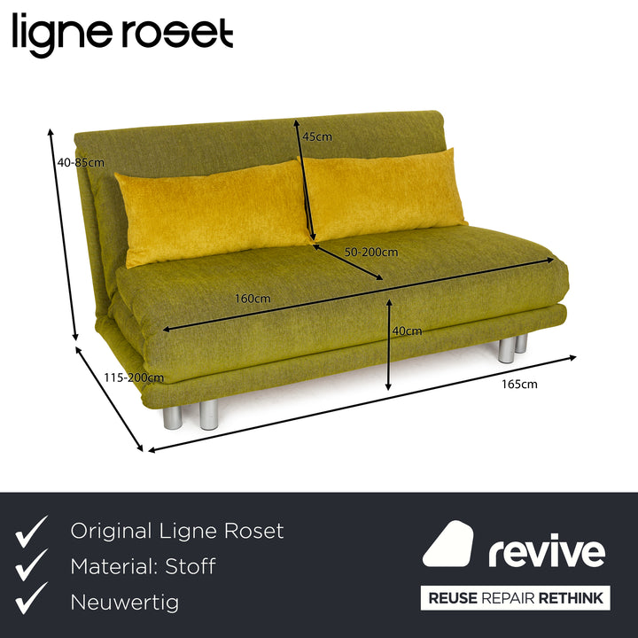 Ligne Roset Multy stof trepersoners sofa grøn manuel funktion sovesofa nypolstret