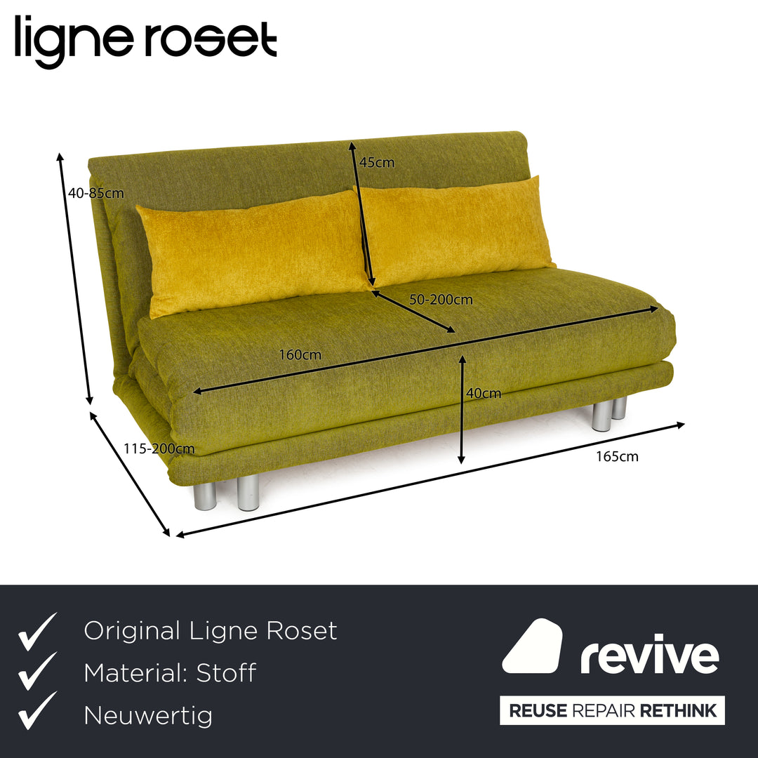 Ligne Roset Multy fabric three-seater green manual function sofa bed reupholstery