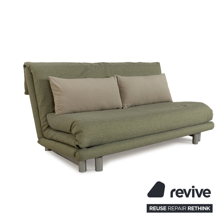 Canapé-lit trois places à fonction manuelle en tissu Ligne Roset Multy vert, rembourrage