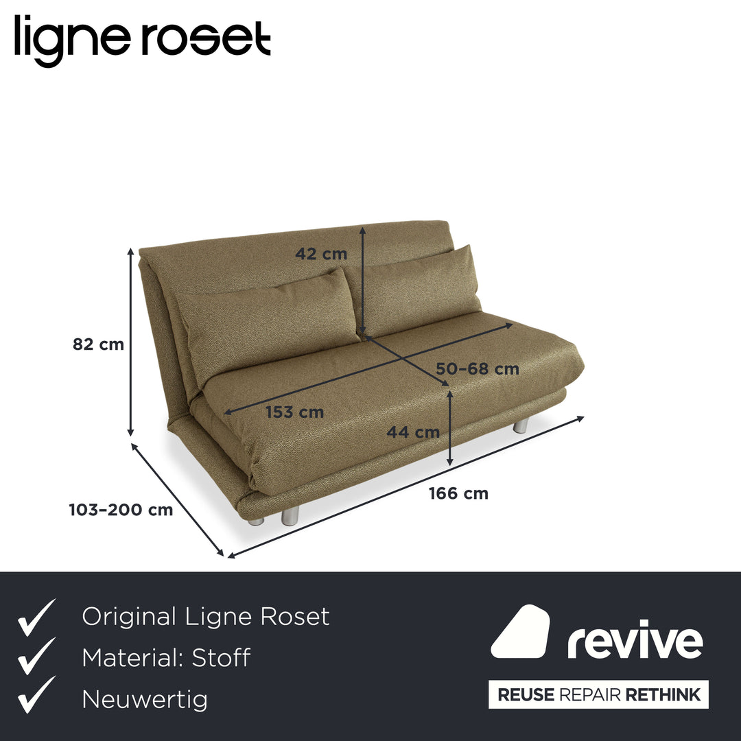 Ligne Roset Multy Fabric Three-Seater Green Manual Sleep Function Reupholstered