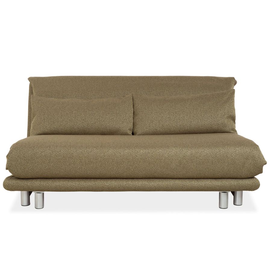 Ligne Roset Multy 3-personers stof grøn olivengrøn sølv manuel sovefunktion sovesofa sofa ombetrukket
