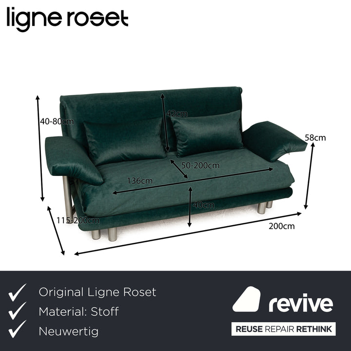 Ligne Roset Multy Stoff Dreisitzer Grün Schlaffunktion Neubezug