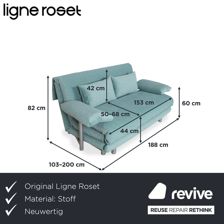 Ligne Roset Multy Canapé 3 places en tissu vert avec fonction couchage Nouvelle housse