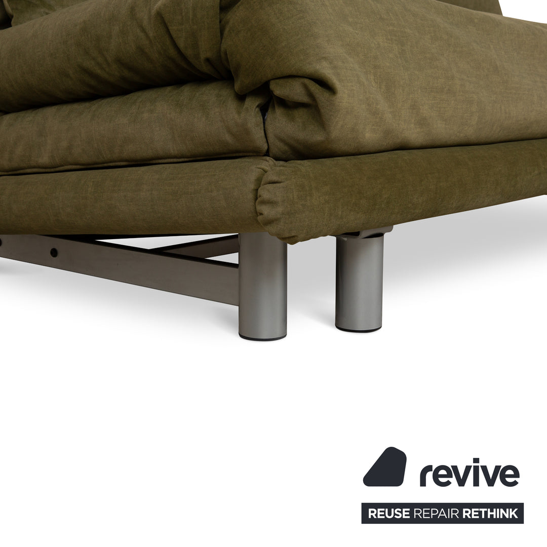 ligne roset Multy stof driezits groen bank slaapbank bankstel manuele slaapfunctie opnieuw bekleed