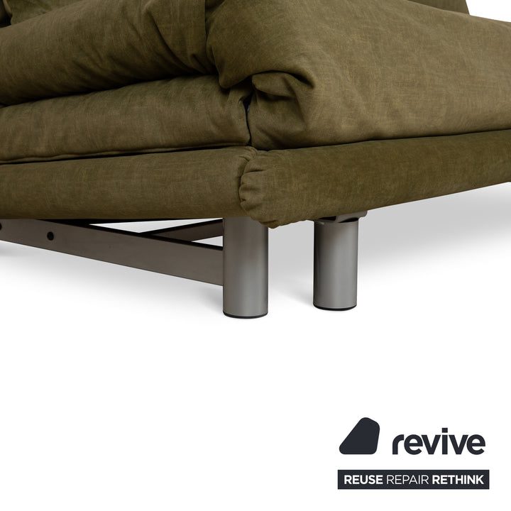 ligne roset Multy stof driezits groen bank slaapbank bankstel manuele slaapfunctie opnieuw bekleed