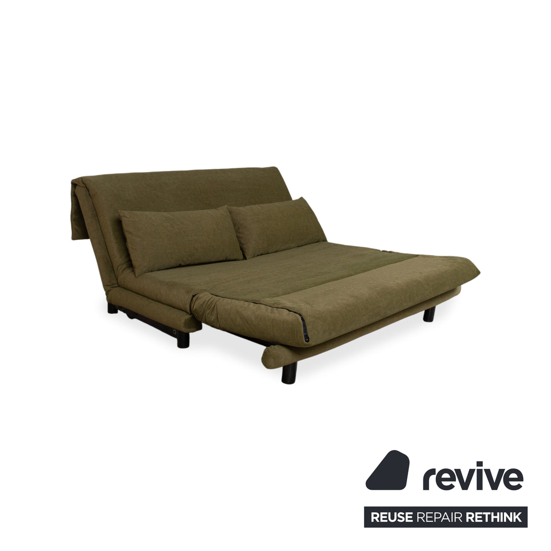 Ligne Roset Multy Fabric Three-Seater Green Brown Khaki Sofa Sofa Bed Couch Manual Sleeping Function New Upholstery SARI 411