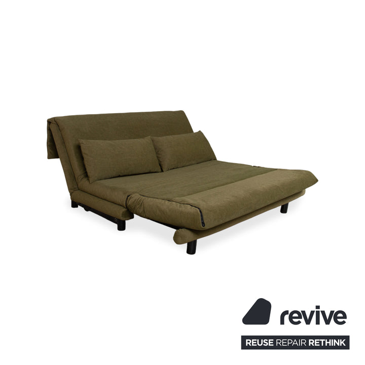 Ligne Roset Multy Fabric Three-Seater Green Brown Khaki Sofa Sofa Bed Couch Manual Sleeping Function New Upholstery SARI 411
