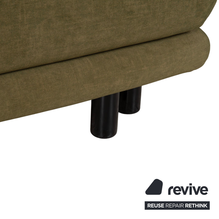 Ligne Roset Multy Fabric Three-Seater Green Brown Khaki Sofa Sofa Bed Couch Manual Sleeping Function New Upholstery SARI 411
