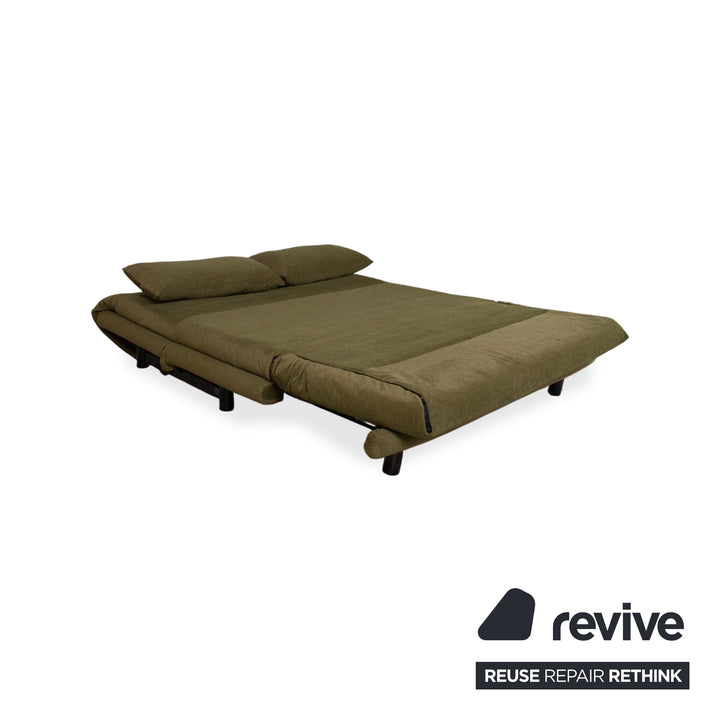 Ligne Roset Multy Fabric Three-Seater Green Brown Khaki Sofa Sofa Bed Couch Manual Sleeping Function New Upholstery SARI 411