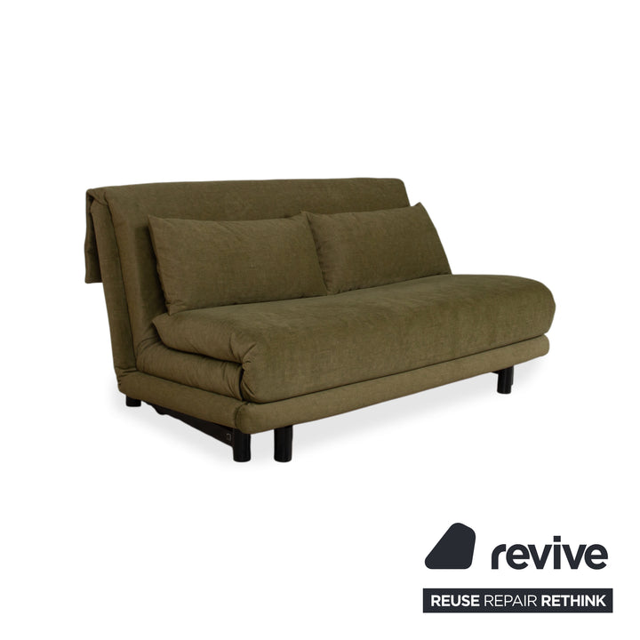 Ligne Roset Multy Stoff Dreisitzer Grün Braun Khaki Sofa Schlafsofa Couch manuelle Schlaffunktion Neubezug SARI 411