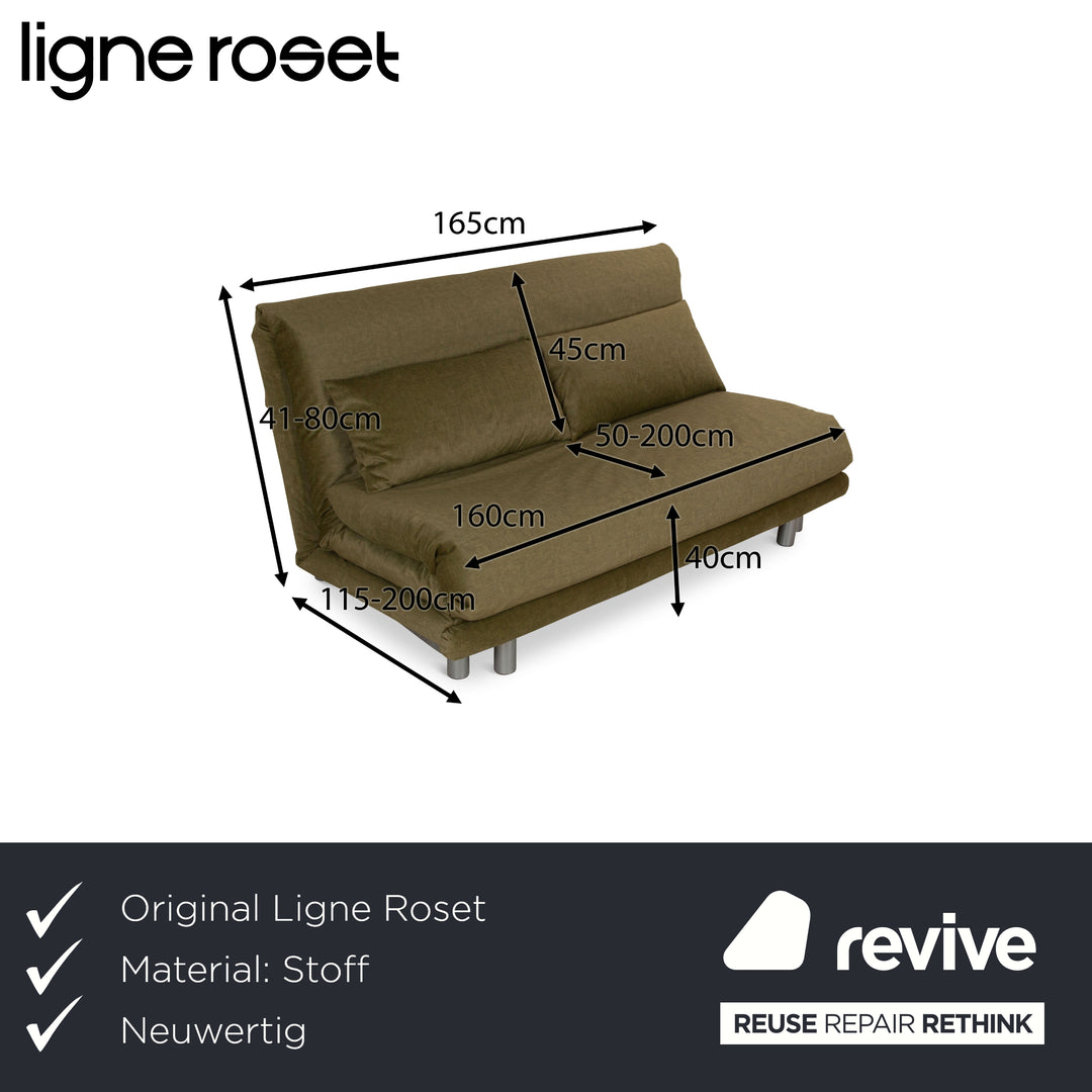 ligne roset Multy stof driezits groen bank slaapbank bankstel manuele slaapfunctie opnieuw bekleed