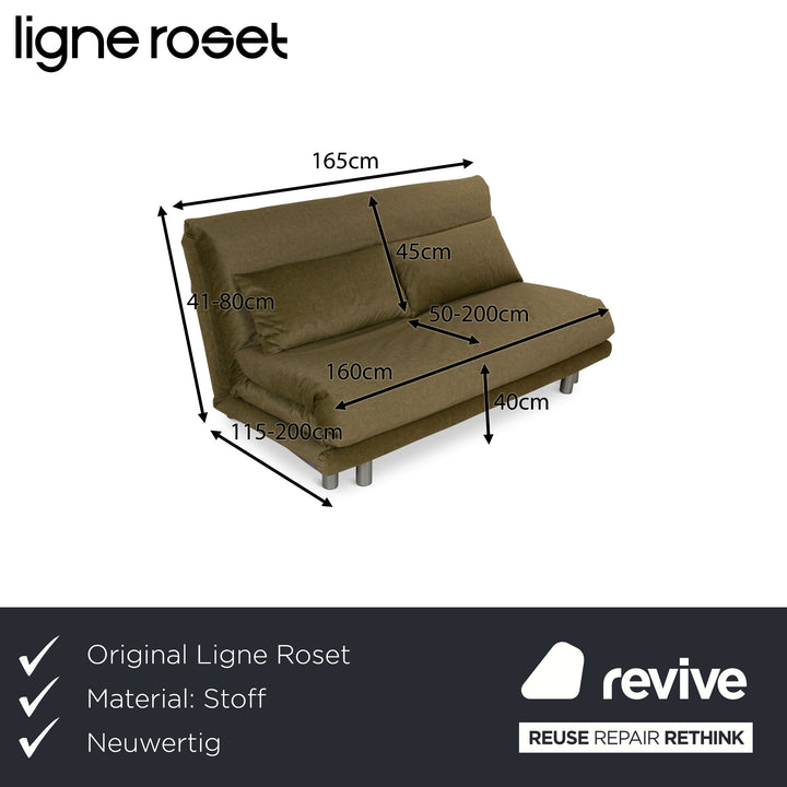ligne roset Multy stof driezits groen bank slaapbank bankstel manuele slaapfunctie opnieuw bekleed