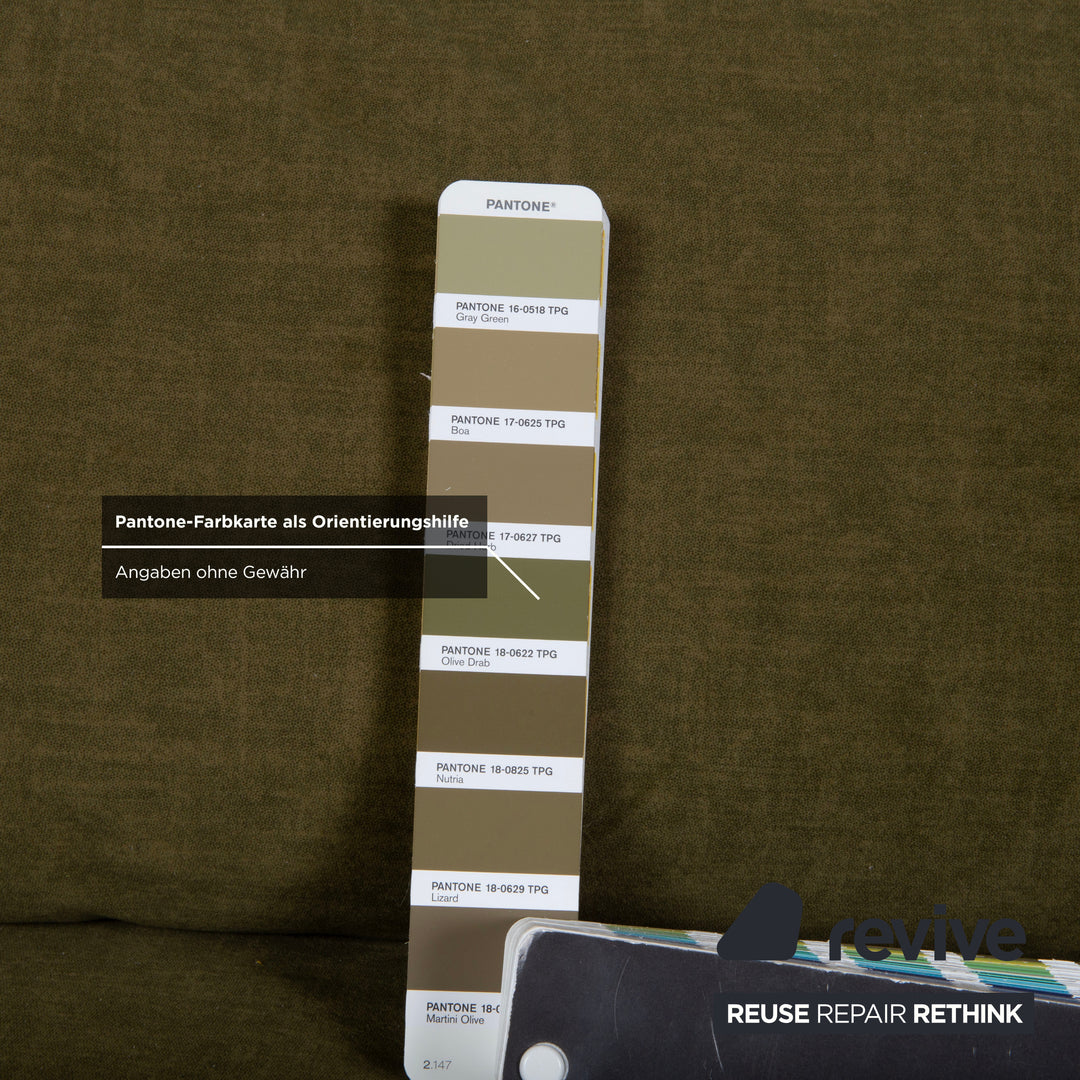 Ligne Roset Multy Fabric Three-Seater Green Brown Khaki Sofa Sofa Bed Couch Manual Sleeping Function New Upholstery SARI 411