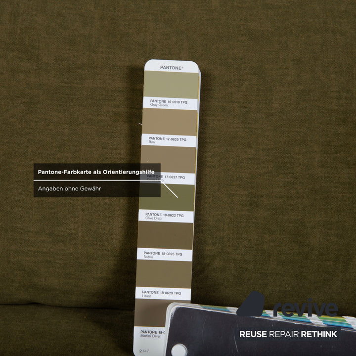 Ligne Roset Multy Stoff Dreisitzer Grün Braun Khaki Sofa Schlafsofa Couch manuelle Schlaffunktion Neubezug SARI 411