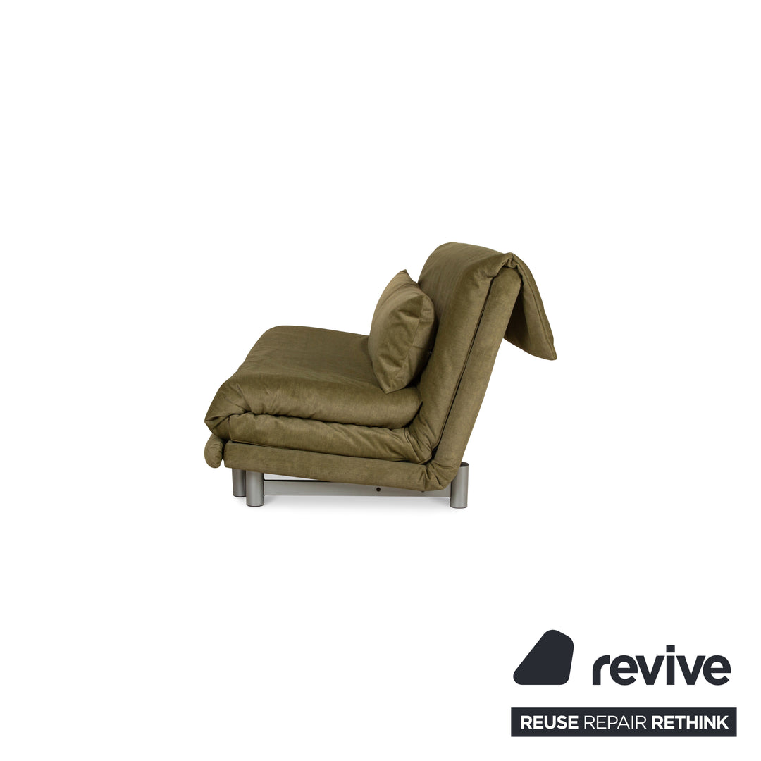 ligne roset Multy stof driezits groen bank slaapbank bankstel manuele slaapfunctie opnieuw bekleed