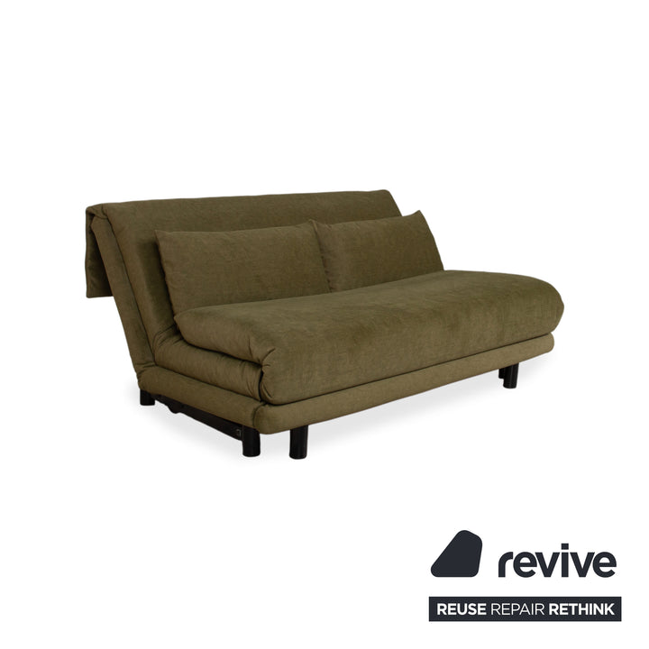 Ligne Roset Multy Fabric Three-Seater Green Brown Khaki Sofa Sofa Bed Couch Manual Sleeping Function New Upholstery SARI 411