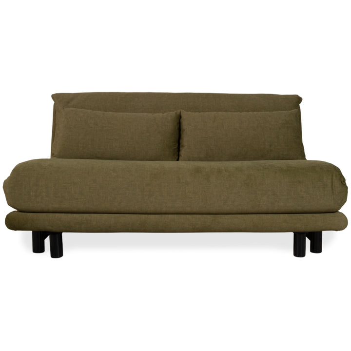 Ligne Roset Multy Stoff Dreisitzer Grün Braun Khaki Sofa Schlafsofa Couch manuelle Schlaffunktion Neubezug SARI 411