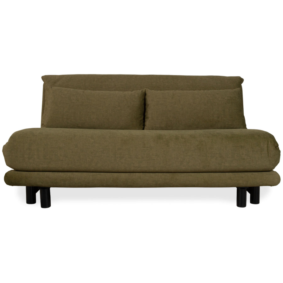 Ligne Roset Multy Stoff Dreisitzer Grün Braun Khaki Sofa Schlafsofa Couch manuelle Schlaffunktion Neubezug SARI 411
