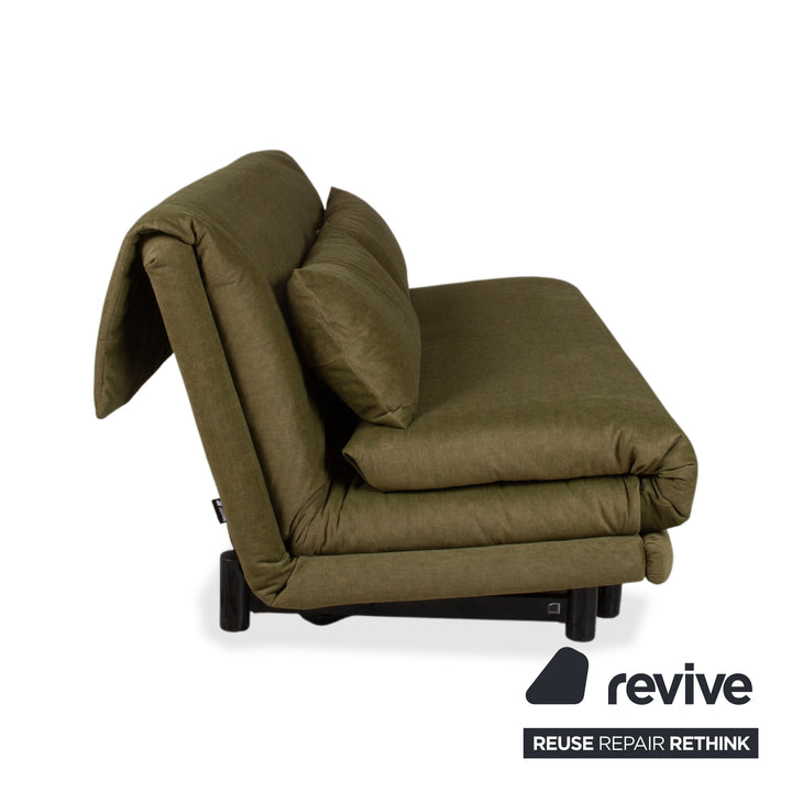 Ligne Roset Multy Stoff Dreisitzer Grün Braun Khaki Sofa Schlafsofa Couch manuelle Schlaffunktion Neubezug SARI 411