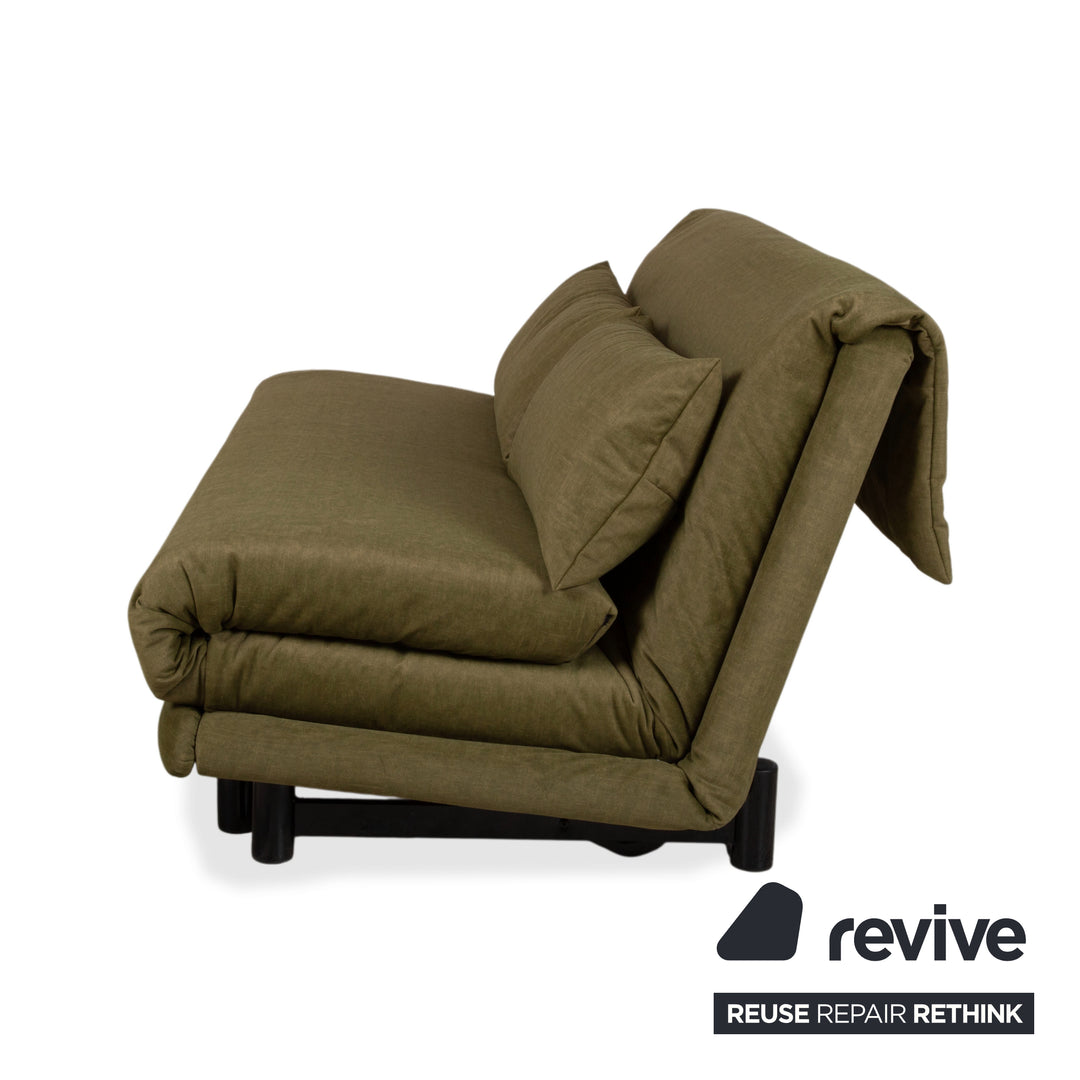 Ligne Roset Multy Stoff Dreisitzer Grün Braun Khaki Sofa Schlafsofa Couch manuelle Schlaffunktion Neubezug SARI 411