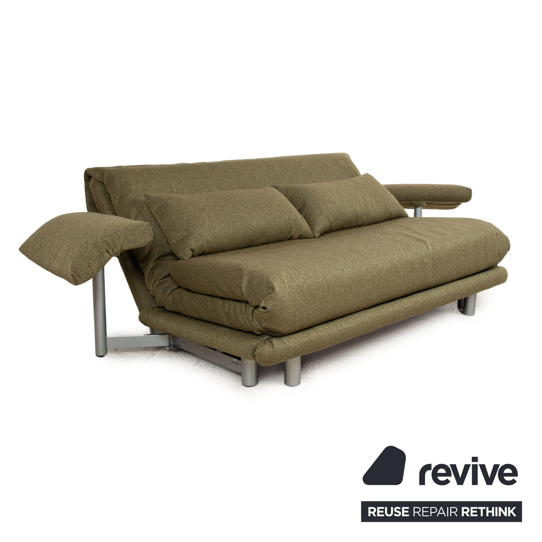 ligne roset Multy fabric three-seater green fabric (Q2 GLOW 524) incl. armrests manual function sofa bed