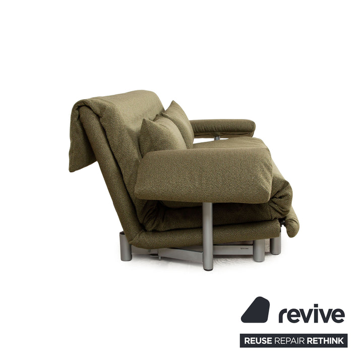 ligne roset Multy fabric three-seater green fabric (Q2 GLOW 524) incl. armrests manual function sofa bed