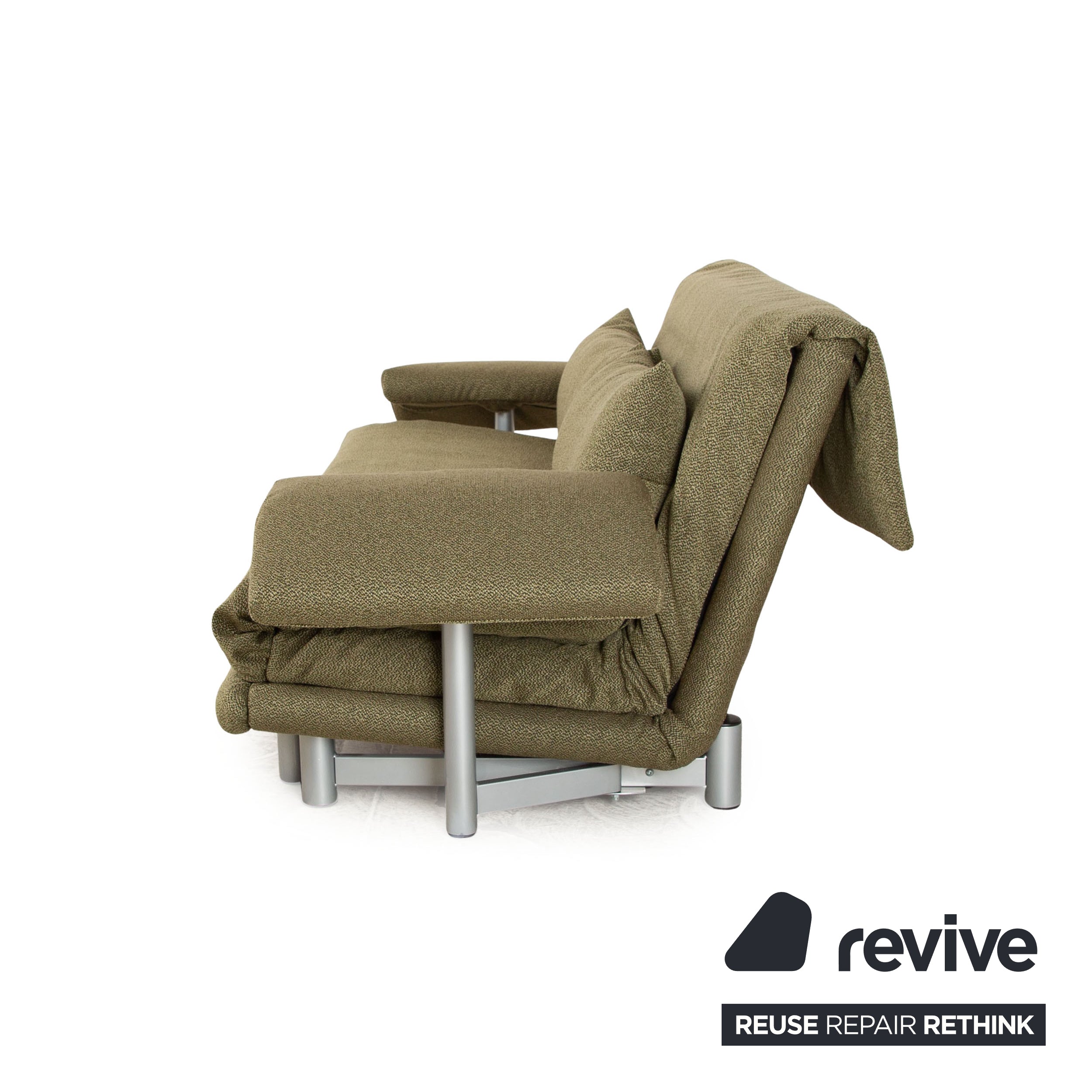 Ligne Roset Multy fabric three-seater green fabric including armrests manual function sofa bed (GLOW 524 Q2 by Rohleder)