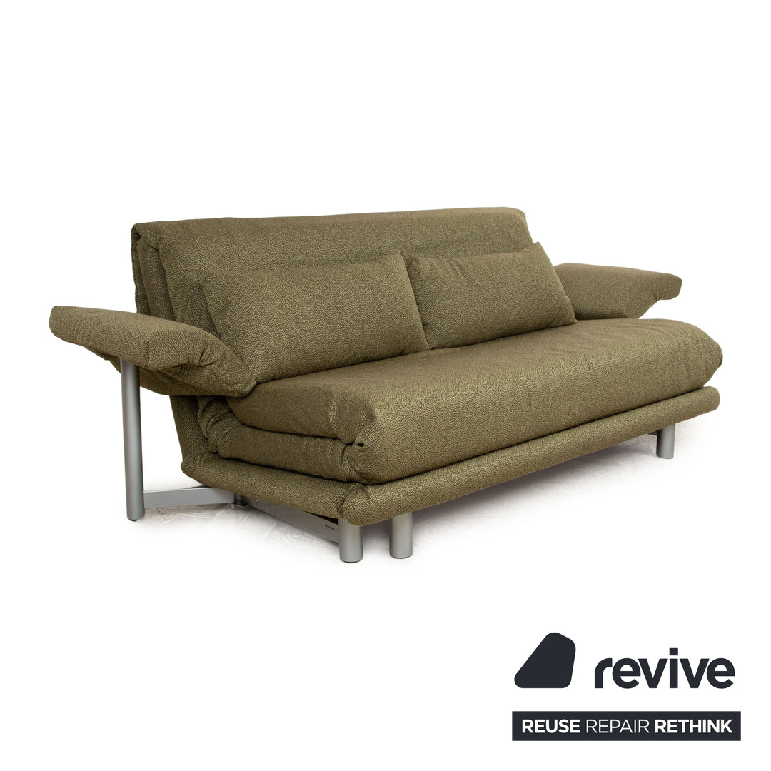 Ligne Roset Multy fabric three-seater green fabric including armrests manual function sofa bed (GLOW 524 Q2 by Rohleder)