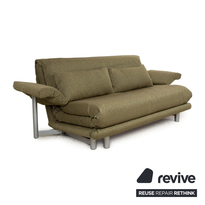 ligne roset Multy fabric three-seater green fabric (Q2 GLOW 524) incl. armrests manual function sofa bed