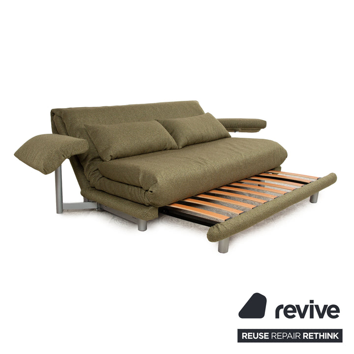 ligne roset Multy fabric three-seater green fabric (Q2 GLOW 524) incl. armrests manual function sofa bed