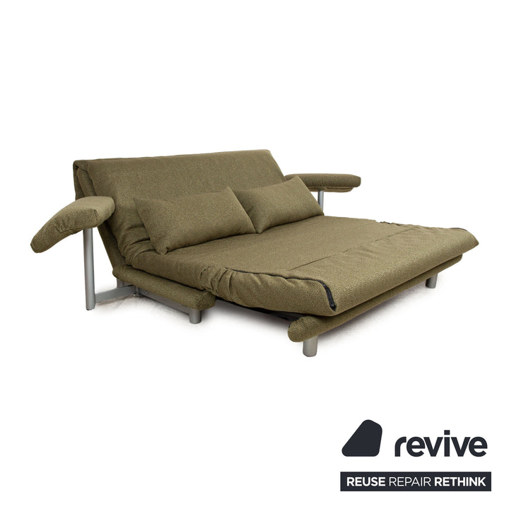 Ligne Roset Multy fabric three-seater green fabric including armrests manual function sofa bed (GLOW 524 Q2 by Rohleder)