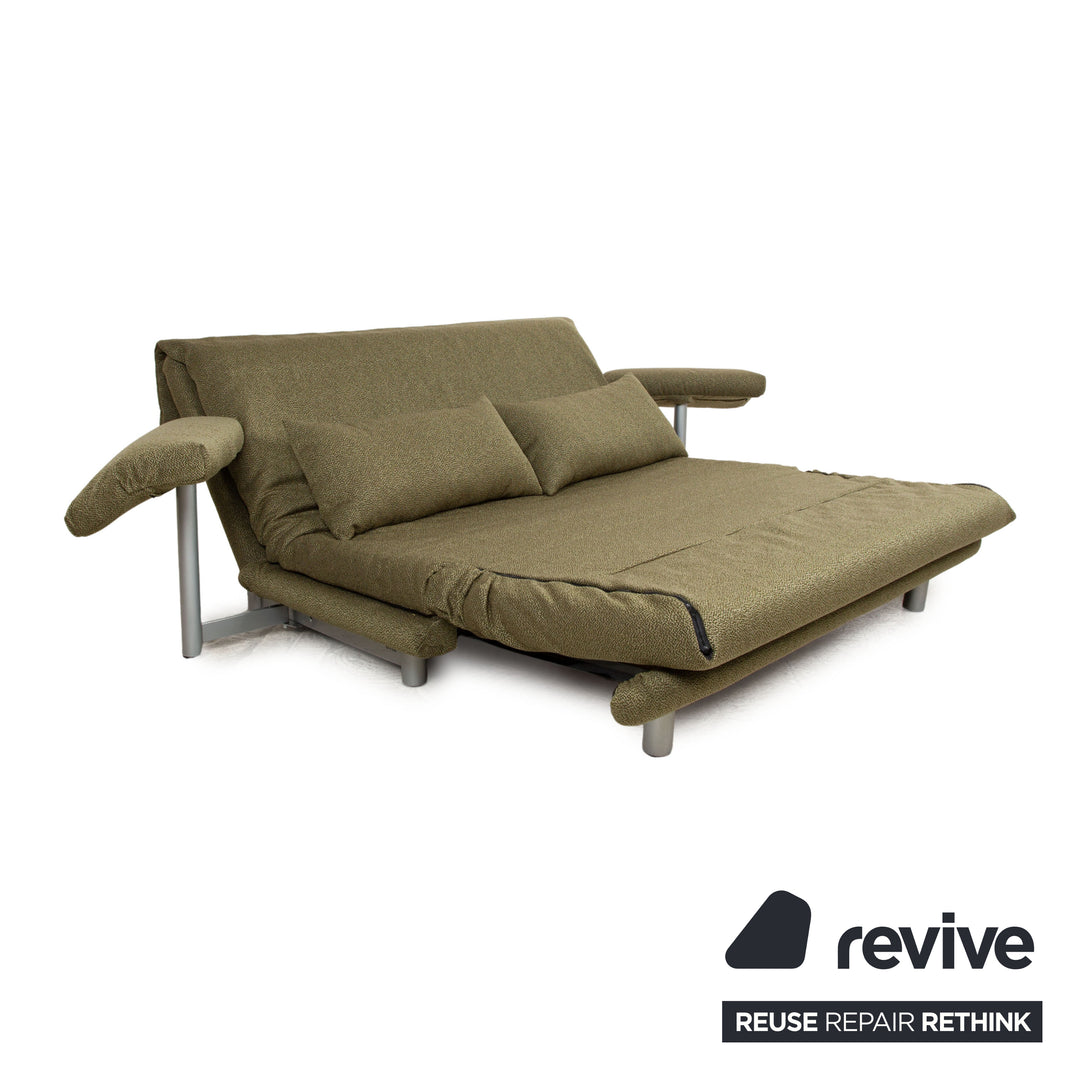 ligne roset Multy fabric three-seater green fabric (Q2 GLOW 524) incl. armrests manual function sofa bed