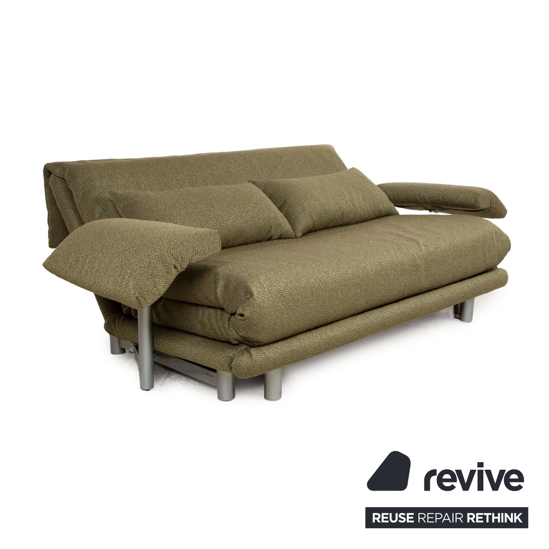 Ligne Roset Multy fabric three-seater green fabric including armrests manual function sofa bed (GLOW 524 Q2 by Rohleder)