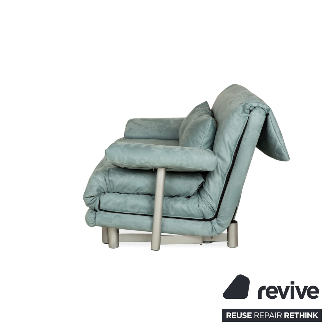 Ligne Roset Multy Stoff Dreisitzer Hellblau Grau Schlaffunktion Neubezug